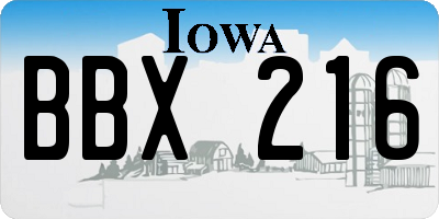IA license plate BBX216