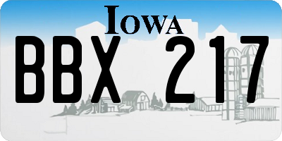 IA license plate BBX217