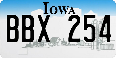 IA license plate BBX254