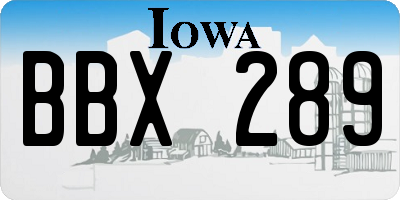 IA license plate BBX289