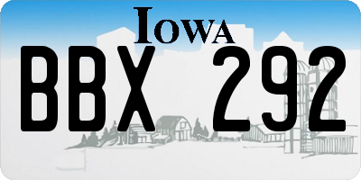 IA license plate BBX292