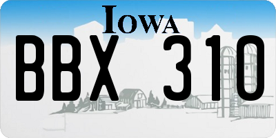 IA license plate BBX310