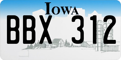IA license plate BBX312