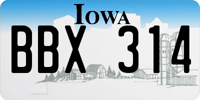 IA license plate BBX314