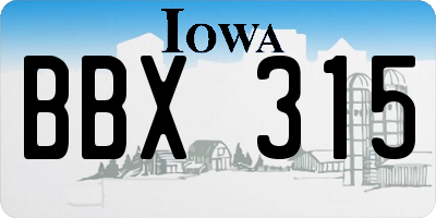 IA license plate BBX315