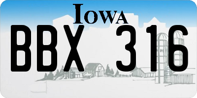 IA license plate BBX316