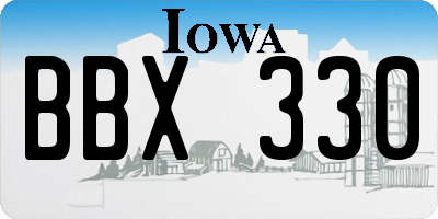 IA license plate BBX330
