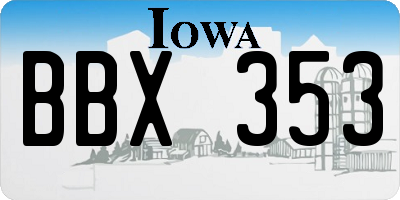 IA license plate BBX353