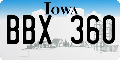 IA license plate BBX360