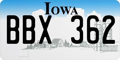 IA license plate BBX362