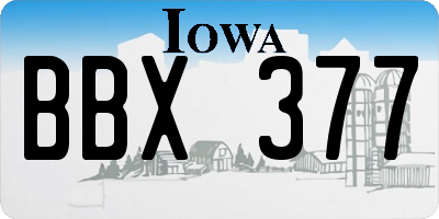 IA license plate BBX377