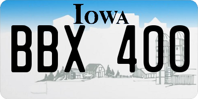 IA license plate BBX400