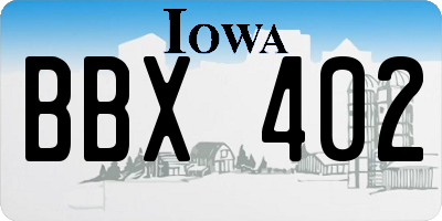 IA license plate BBX402