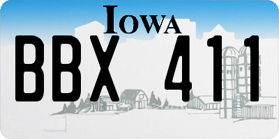 IA license plate BBX411
