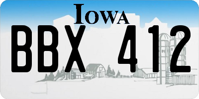 IA license plate BBX412