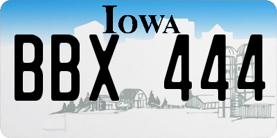 IA license plate BBX444