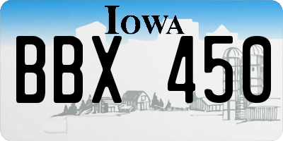 IA license plate BBX450