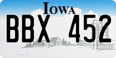 IA license plate BBX452