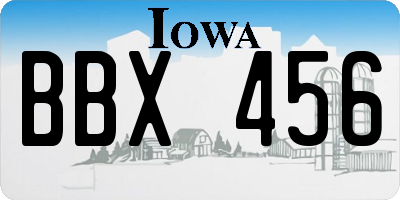 IA license plate BBX456