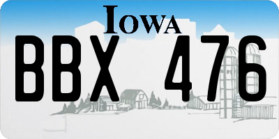IA license plate BBX476