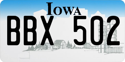 IA license plate BBX502