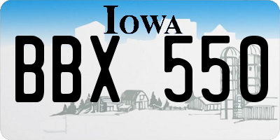IA license plate BBX550