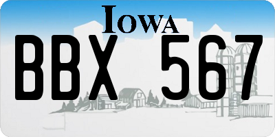 IA license plate BBX567