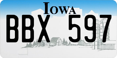 IA license plate BBX597