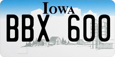 IA license plate BBX600