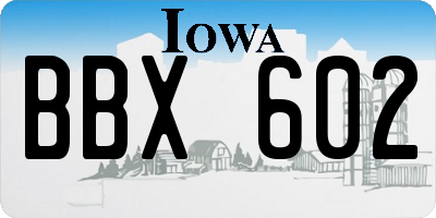 IA license plate BBX602