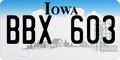 IA license plate BBX603