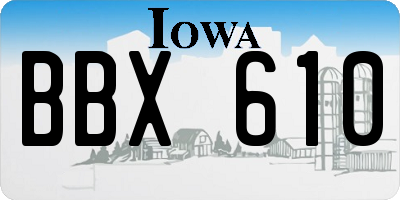 IA license plate BBX610