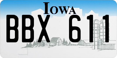 IA license plate BBX611