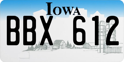IA license plate BBX612