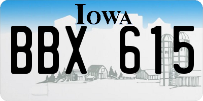 IA license plate BBX615