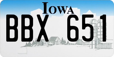 IA license plate BBX651