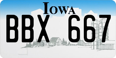 IA license plate BBX667