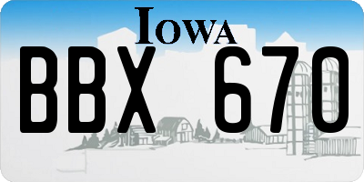 IA license plate BBX670
