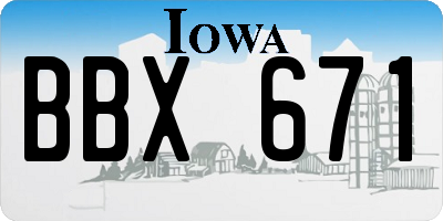 IA license plate BBX671