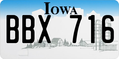 IA license plate BBX716