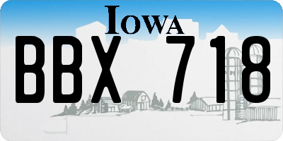 IA license plate BBX718