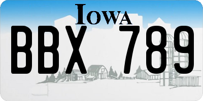IA license plate BBX789