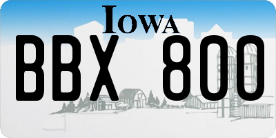 IA license plate BBX800