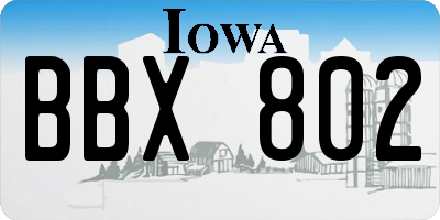 IA license plate BBX802