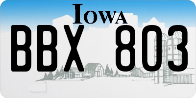 IA license plate BBX803