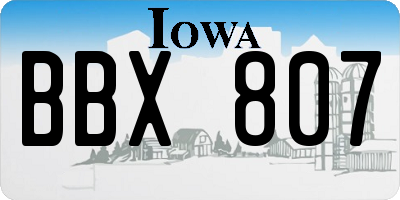 IA license plate BBX807