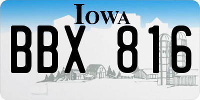 IA license plate BBX816