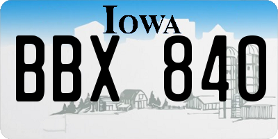 IA license plate BBX840