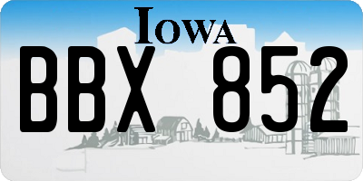 IA license plate BBX852