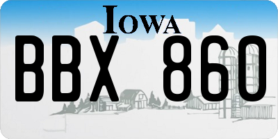 IA license plate BBX860